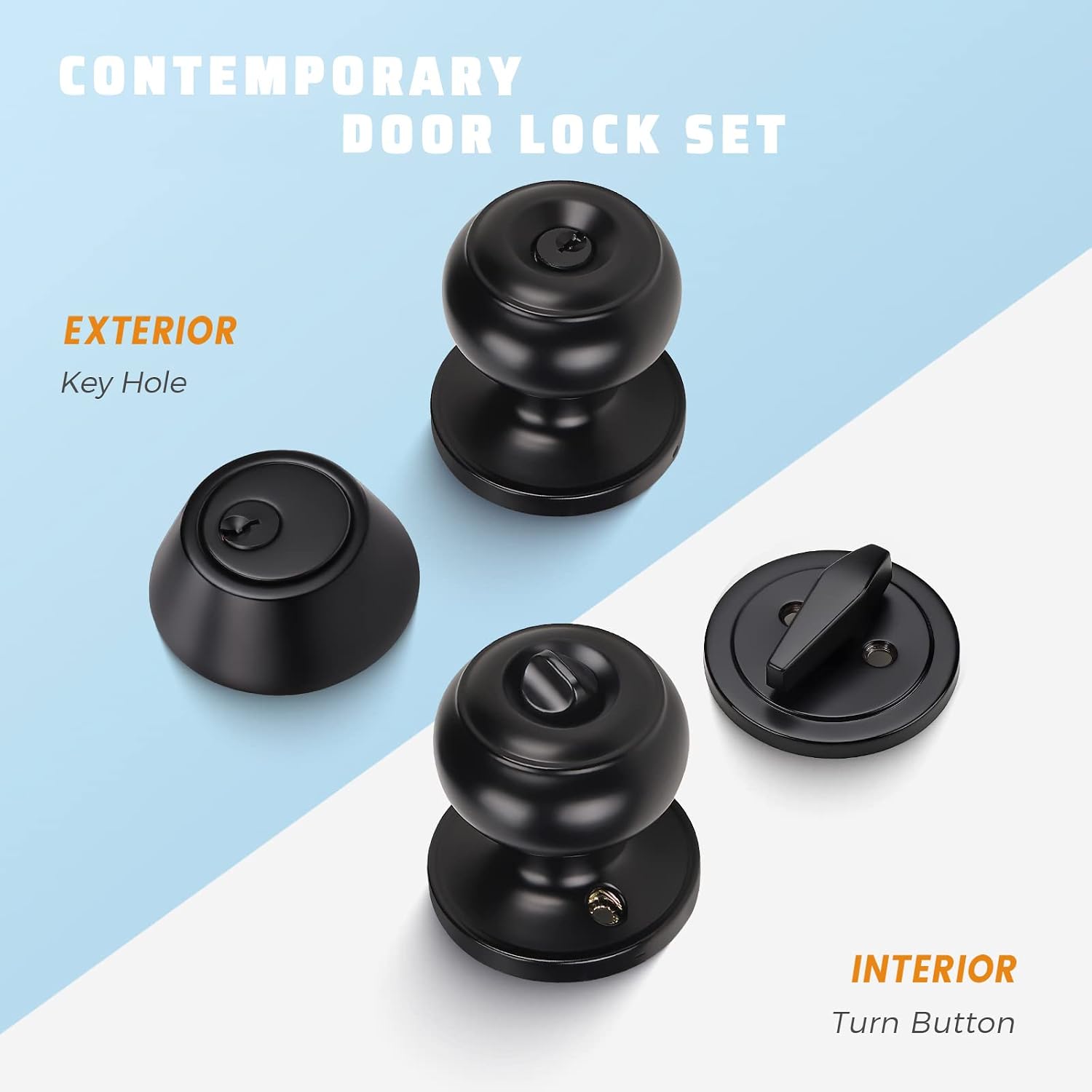 KNOBWELL 6 Pack Entry Door Knob and Single Cylinder Deadbolt Combo Set in Matte Black, Keyed Alike Exterior Door Lock Set with Deadbolt, Door Locks for Entrance and Front Door