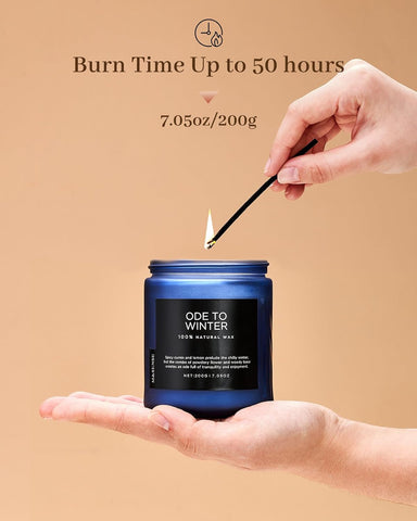 M&SENSE Ode to Winter Scented Candle for Home Natural Soy Wax Non Toxic Cotton Wick Winter Scent, 7.05oz Up to 50 Hours Burn Time Gifts for Christmas Holiday