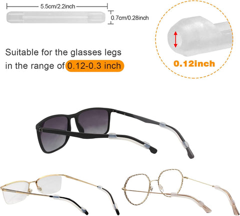 SMARTTOP Silicone Eyeglasses Temple Tips Sleeve Retainer, Anti-Slip Elastic Glasses Ear Grip Comfort Eyeglasses Retainers Behind The Ears for Reading Glasses Sunglasses