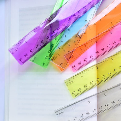Color Clear Ruler Plastic Rulers - Ruler 12 inch, Kids Ruler for School