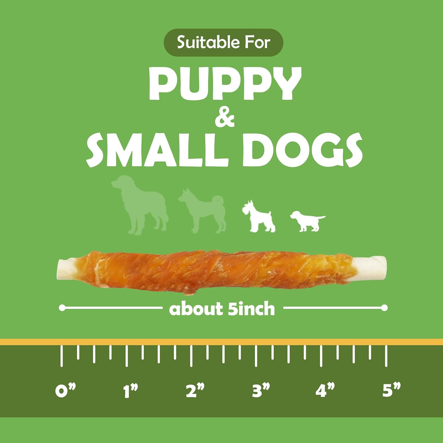 MON2SUN Dog Treats, 5 Inch Chicken Wrapped Rawhide Sticks, 31.75 oz