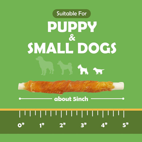 MON2SUN Dog Treats, 5 Inch Chicken Wrapped Rawhide Sticks, 31.75 oz
