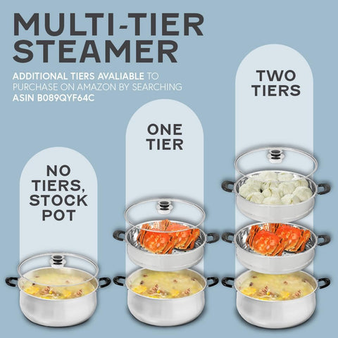 Concord 30 CM Stainless Steel 3 Tier Steamer Pot Steaming Cookware - Triply Bottom