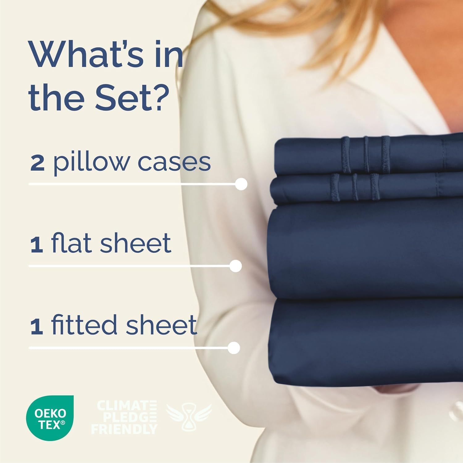 Cal King Size 4 Piece Sheet Set - Breathable & Cooling Sheets - Navy Blue