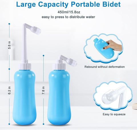 Portable Bidet Travel Large Capacity 15.8oz Personal Toilet Handheld Blue