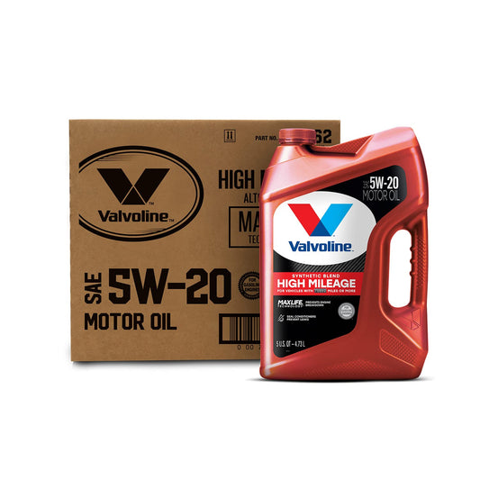 Valvoline High Mileage with MaxLife Technology SAE 5W-20 Synthetic Blend Motor Oil 5 QT, Case of 3