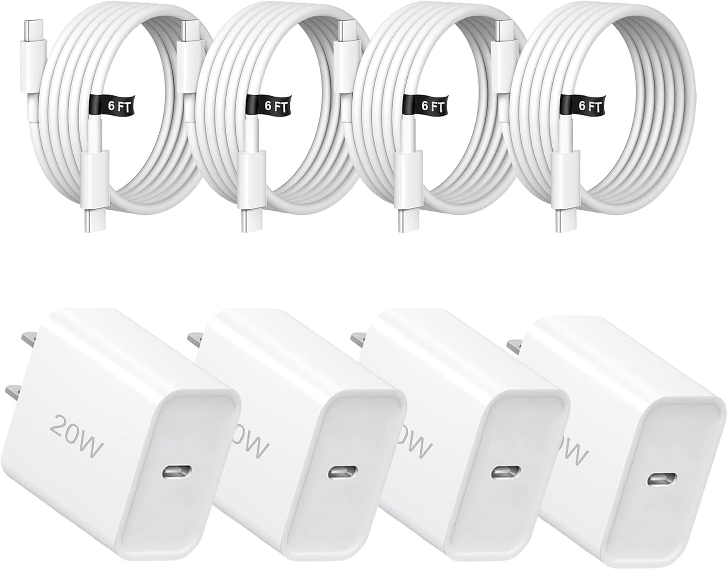 20W Fast Charger, 3 Pack USB-C Port Charger with Type C-C Cable