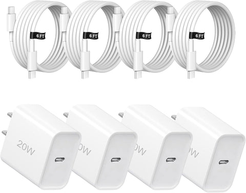 20W Fast Charger, 3 Pack USB-C Port Charger with Type C-C Cable