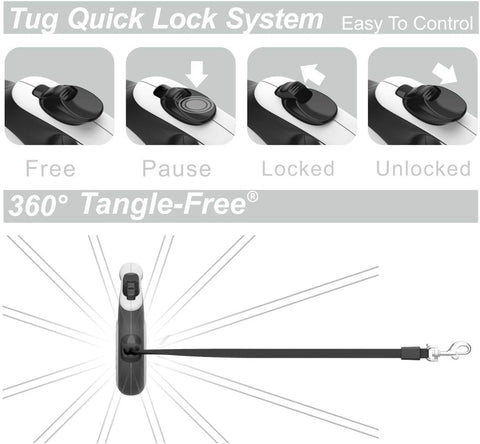 TUG Original Retractable Dog Leash, 16 ft (Medium, White)