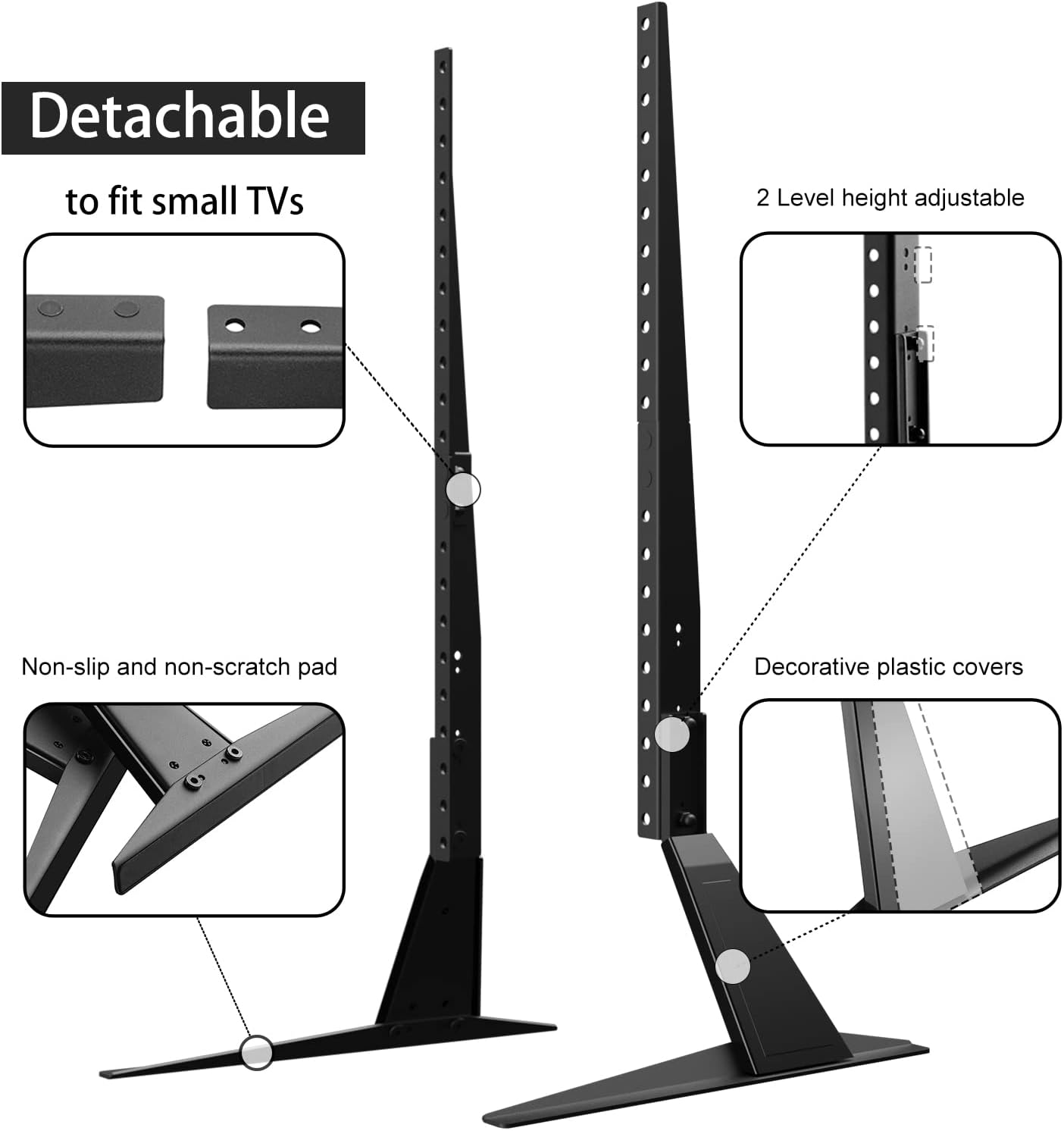 Universal TV Stand, Metal TV Legs for 20-65 inch LCD/LED/OLED/Plasma Flat&Curved Screen TV Height Adjustment with VESA 75x75mm to 800x500mm Max ML1760