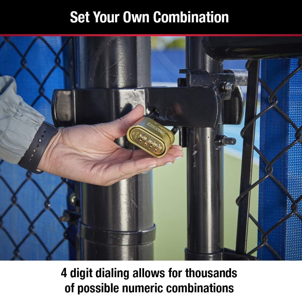 Master Lock Combination Padlock Outdoor Brass Lock, Gate Lock 2-Inch 175D
