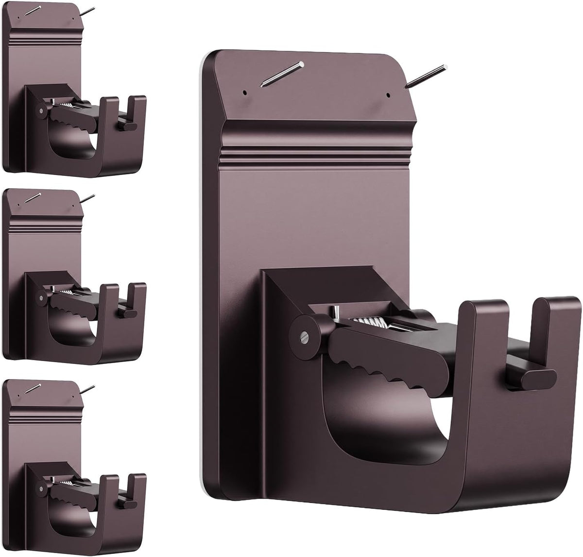 Heavy Duty Curtain Rod Brackets, No Drill Curtain Rod Brackets with Adhesive & Invisible Nail, 30+LB Load Curtain Rod Holders, Damage Free Curtain Rod Hooks for Wall, Bathroom, Kitchen 4PC Bronze