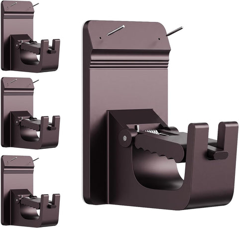 Heavy Duty Curtain Rod Brackets, No Drill Curtain Rod Brackets with Adhesive & Invisible Nail, 30+LB Load Curtain Rod Holders, Damage Free Curtain Rod Hooks for Wall, Bathroom, Kitchen 4PC Bronze