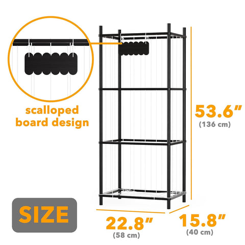 SpaceAid Stuffed Animal Storage Organizer, Wood Animals Zoo Toy Plushies Storage Holder, Large Capacity Plush Toy Cage for Playroom Organization, 22.8" Wide, Black