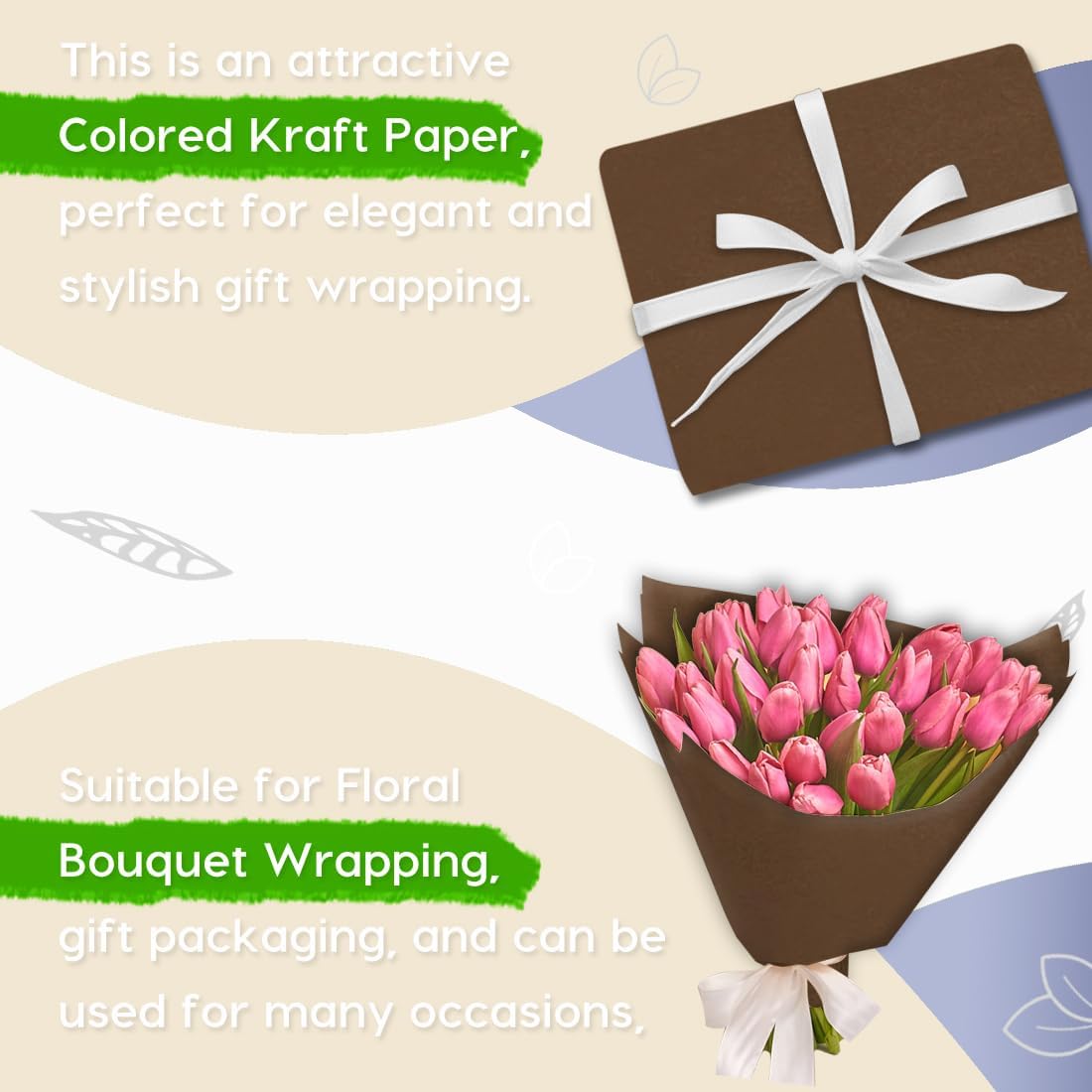 PerkHomy 48" x 1,440" (120') Coffee Kraft Paper Roll for Craft Bulletin Board Paper Art Table Covering Crafting Gift Wrapping Bouquet Packing Parcel 80GSM 55LB (Coffee, 48" x 120')