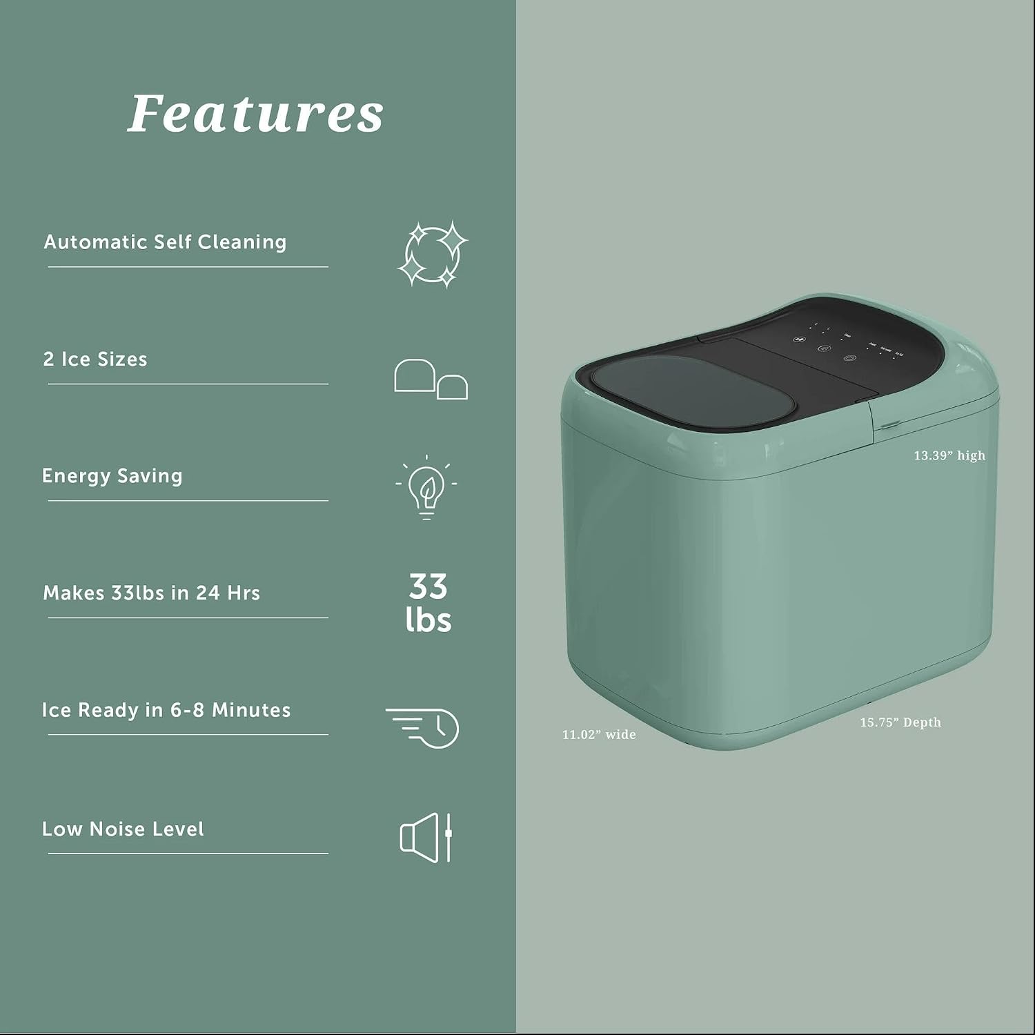 Ice Maker Countertop, Ice Maker with Soft Chewable Bullet-Shaped ice
