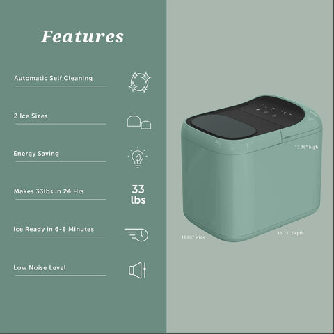 Ice Maker Countertop, Ice Maker with Soft Chewable Bullet-Shaped ice