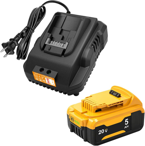 20v Max Battery Replacement for Dewalt Battery 5.0Ah with DCB112 Battery Charger Station for DCB200 DCB120 Black