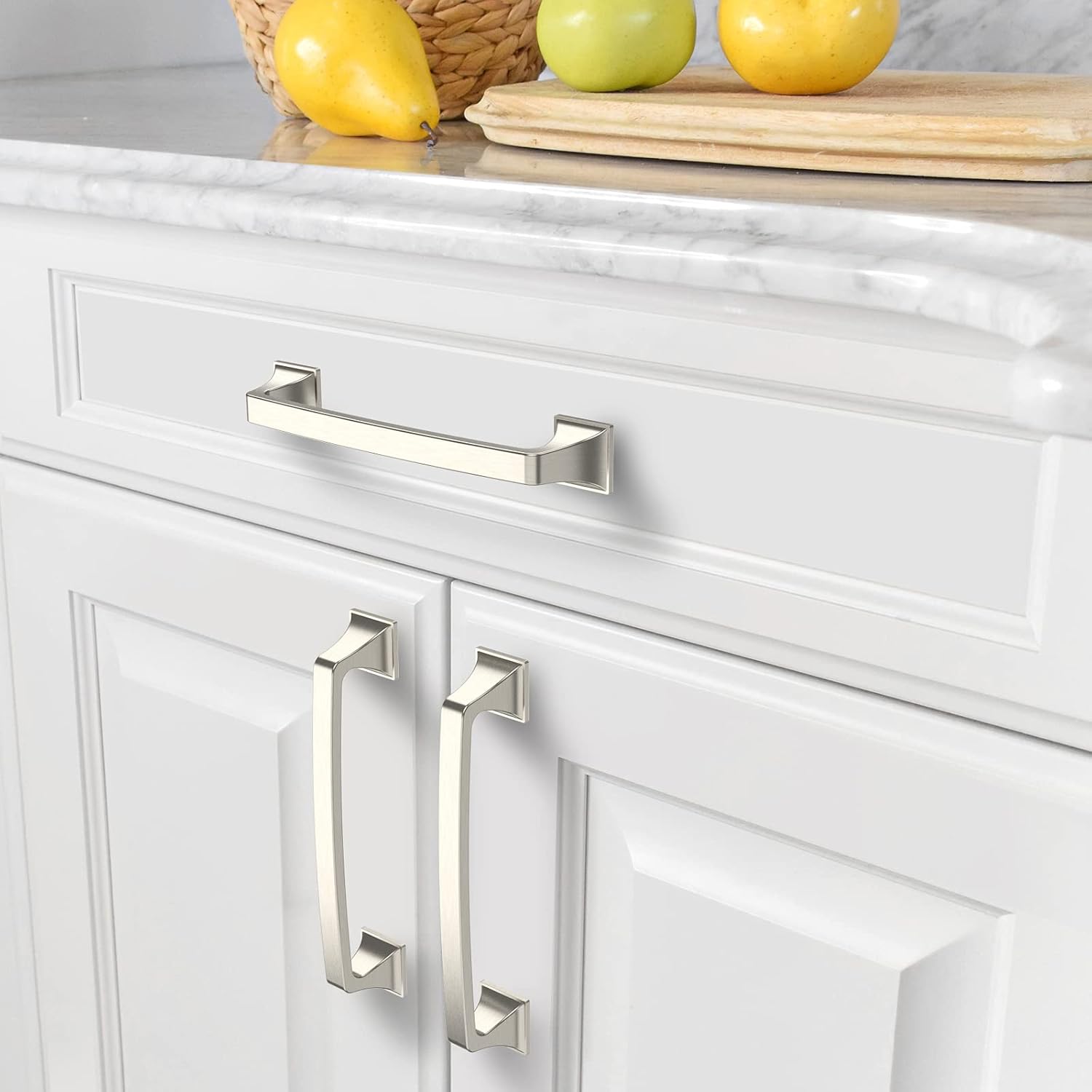 Amerdeco 15 Pack Kitchen Cabinet Handles 5 Inch(128mm) Hole Centers, Brushed Satin Nickel Handles for Kitchen Cabinet Hardware, Cabinet Pulls for Bathroom Dresser Drawer Handles ZH0002