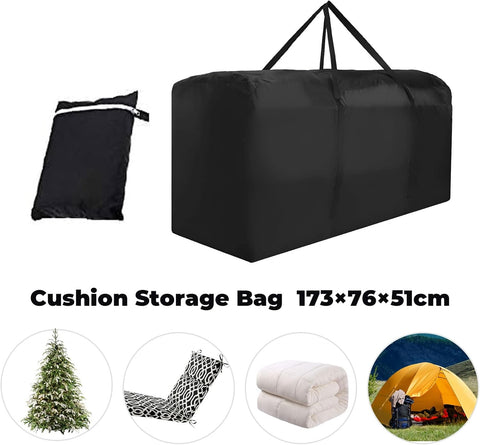 Patio Water-Resistant Extra Large Protective Zippered Outdoor Cushion Furniture Storage Bag with Handles, 68in L x 30in W x 20in H (1 Pack)