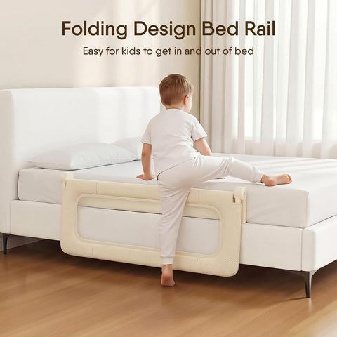 Bed Rail for Toddlers, 47 Inch Foldable Baby Guard