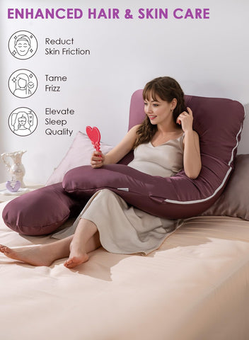 QUEEN ROSE Pregnancy Pillow, U Shaped Maternity Body Pillow, Dark Purple