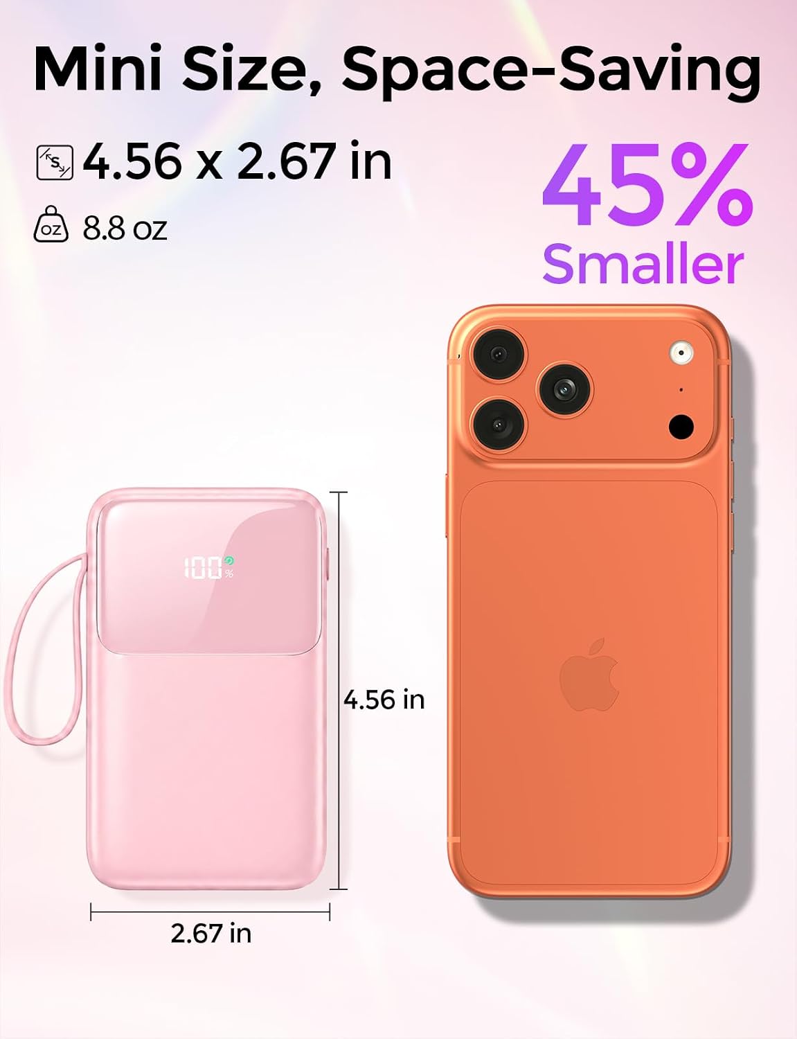 15000mAh Portable Power Bank, 22.5W PD Fast Charger with Digital LCD Screen