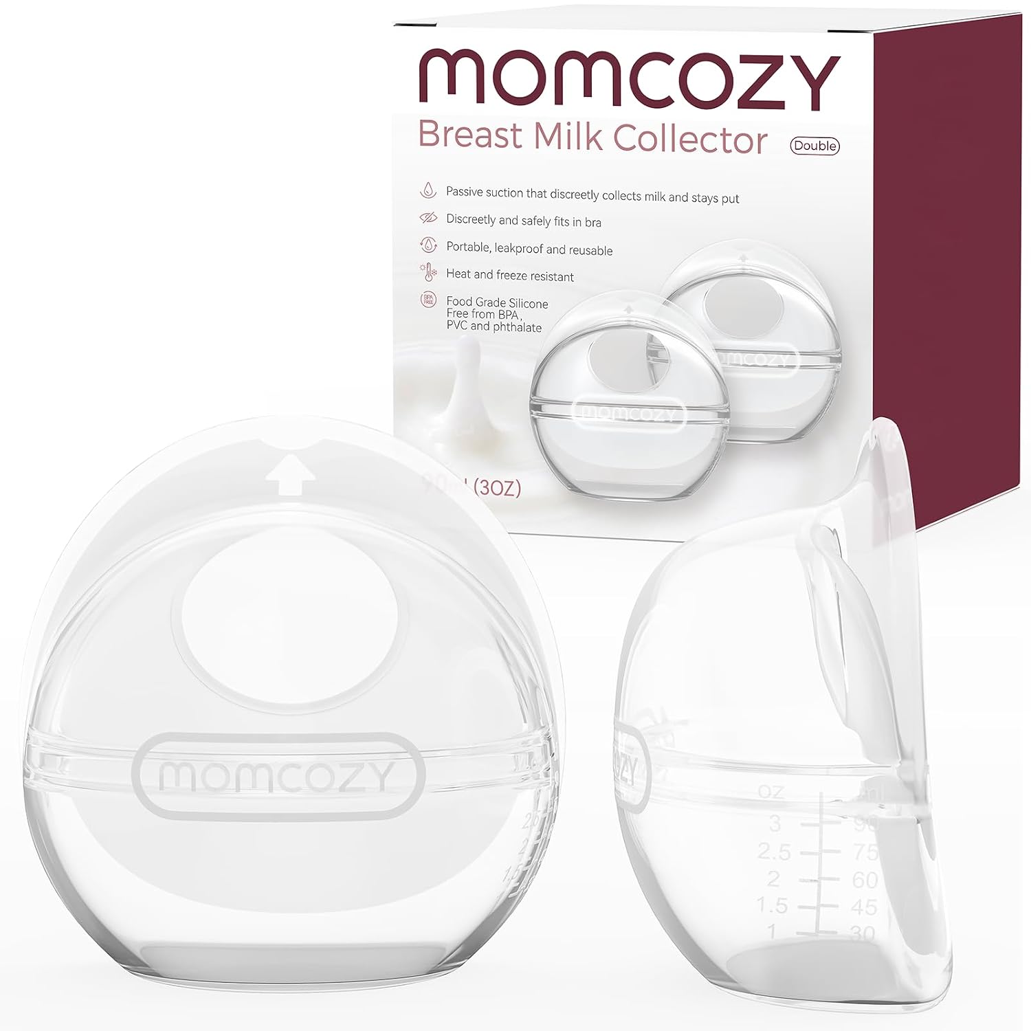 Momcozy Breast Milk Collector, Large Capacity for High Milk Supply 3oz 2pcs