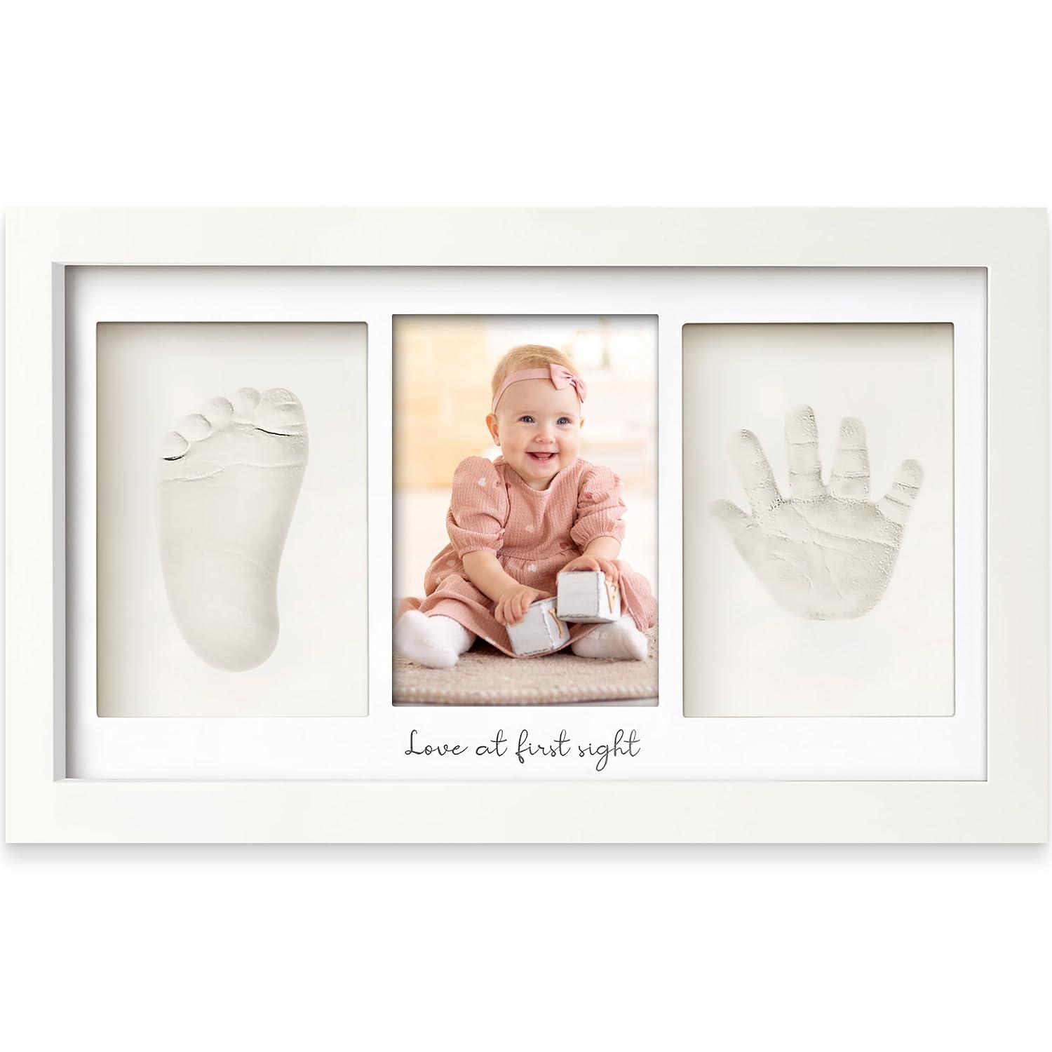 KeaBabies Baby Hand and Footprint Kit, Clay Keepsake Frame (Alpine White)