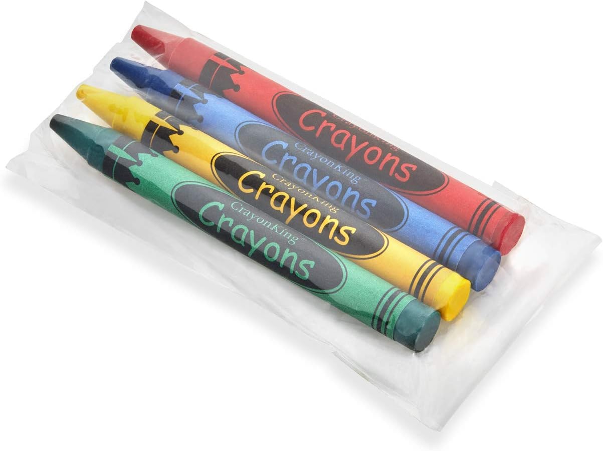 CrayonKing 200 Bulk Crayons, 50 Individually Wrapped 4-Packs