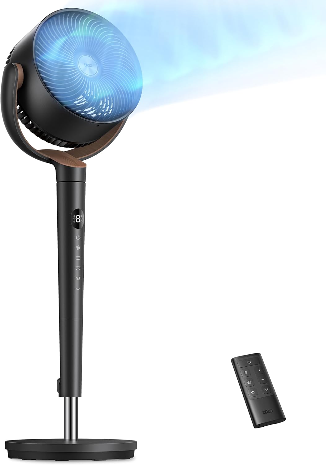 DREO Fan for Bedroom, 120° Oscillating Standing Fan, Quiet Floor Fan with DC Motor, Pedestal Fan for Room, 9 Speeds, 4 modes, 120° Manual Vertical, 37-42" Adjustable Height, 9H Timer, Dark Gray