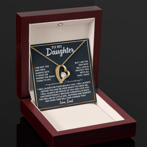 To My Daughter Necklace From Dad, Father To Daughter Gifts From Dad Necklace With Heartfelt Message & Elegant Gift Box