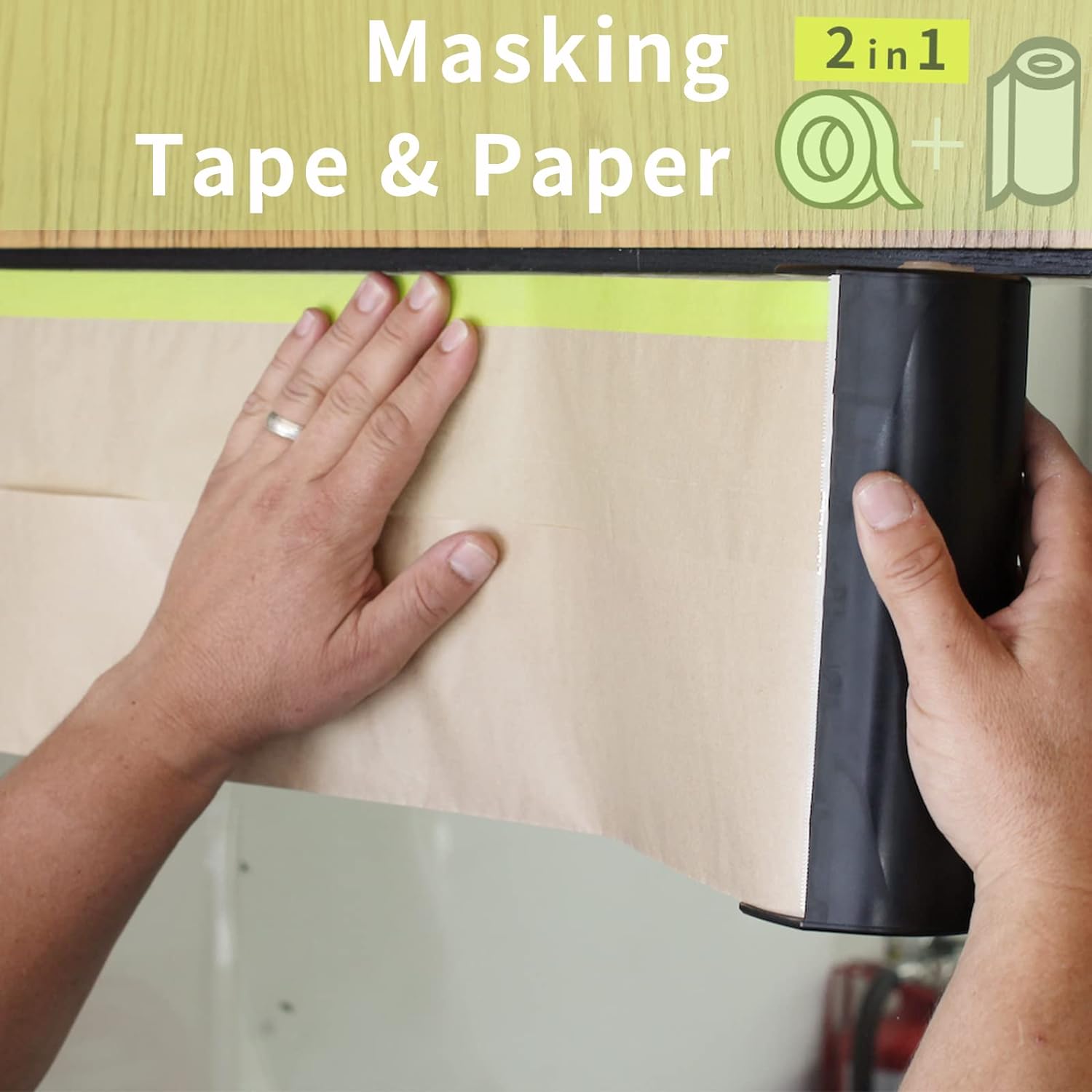 Tangibay Pre-Taped Masking Paper for Painting, 12 inch x 50 feet, 2 Rolls