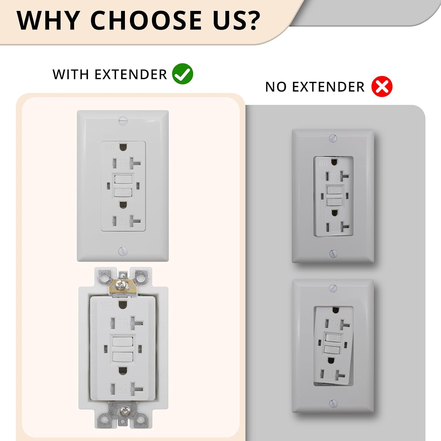 3-Gang BE3 Non-Metallic Electrical Power Outlet Box Extender