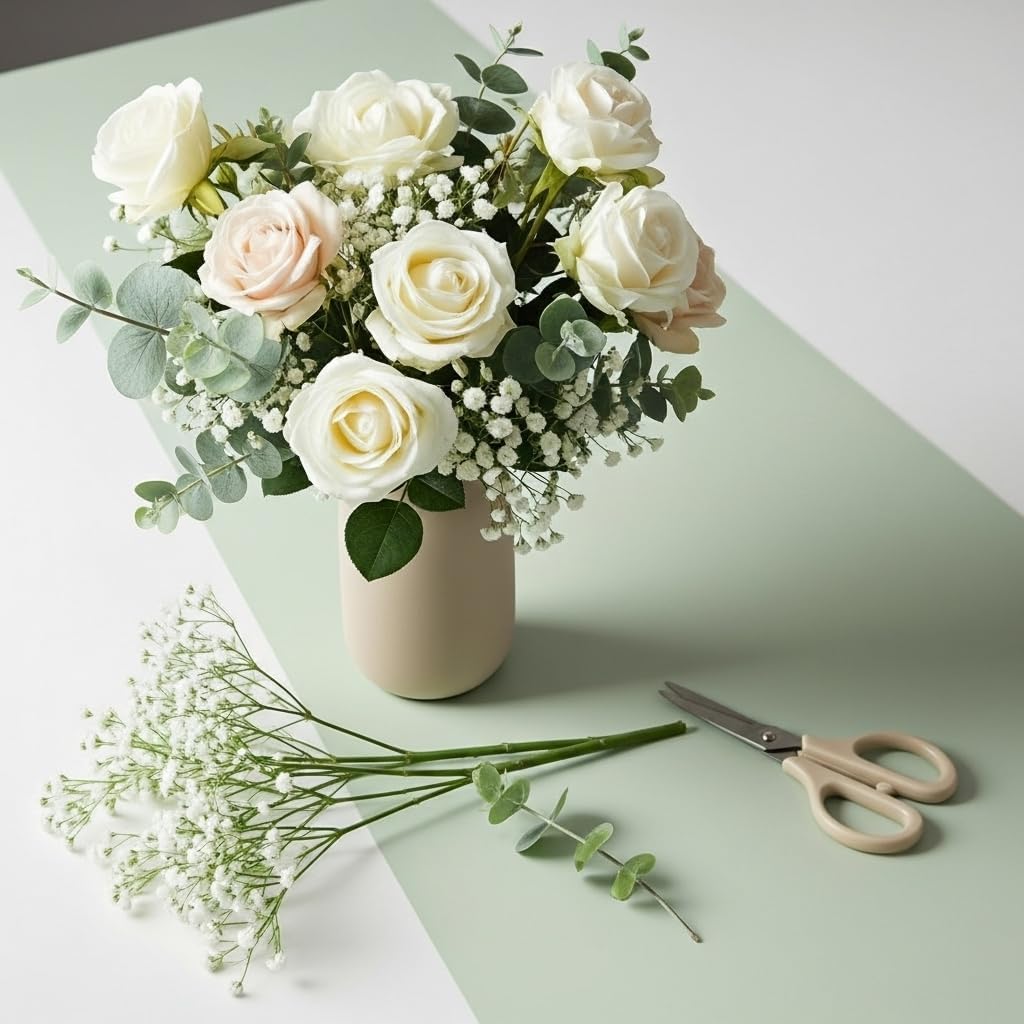 Sukh 20 Babys Breath Artificial Flowers - White Fake Gypsophila for Wedding