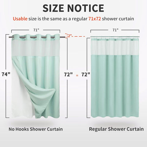 River Dream Waffle No Hook Shower Curtain with Liner,Misty Blue,71x74