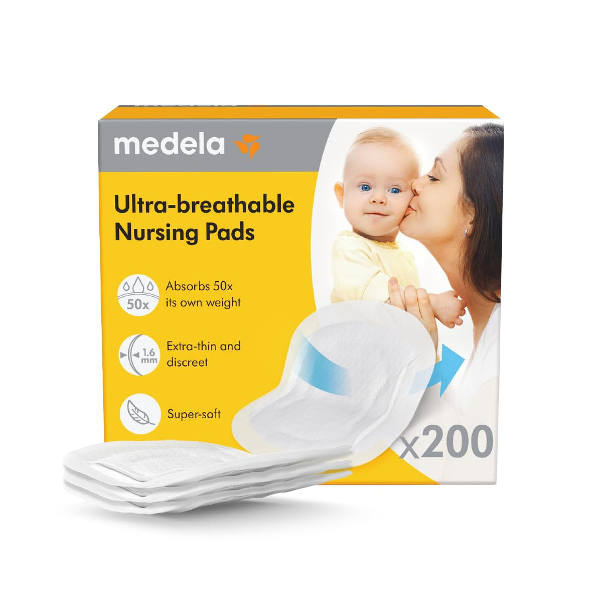 Medela Ultra-Thin Disposable Nursing Pads, Max Absorbency, 200 ct