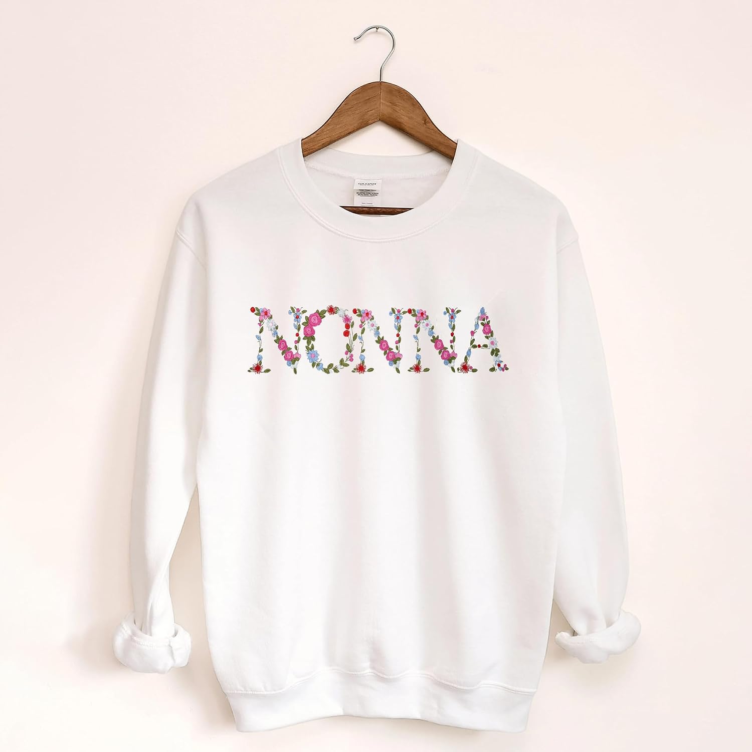 Embroidery Nonna Sweatshirts For Women Gift Sweatshirt From Grandkids Nonna Flower Grandma Gift Mothers Christmas