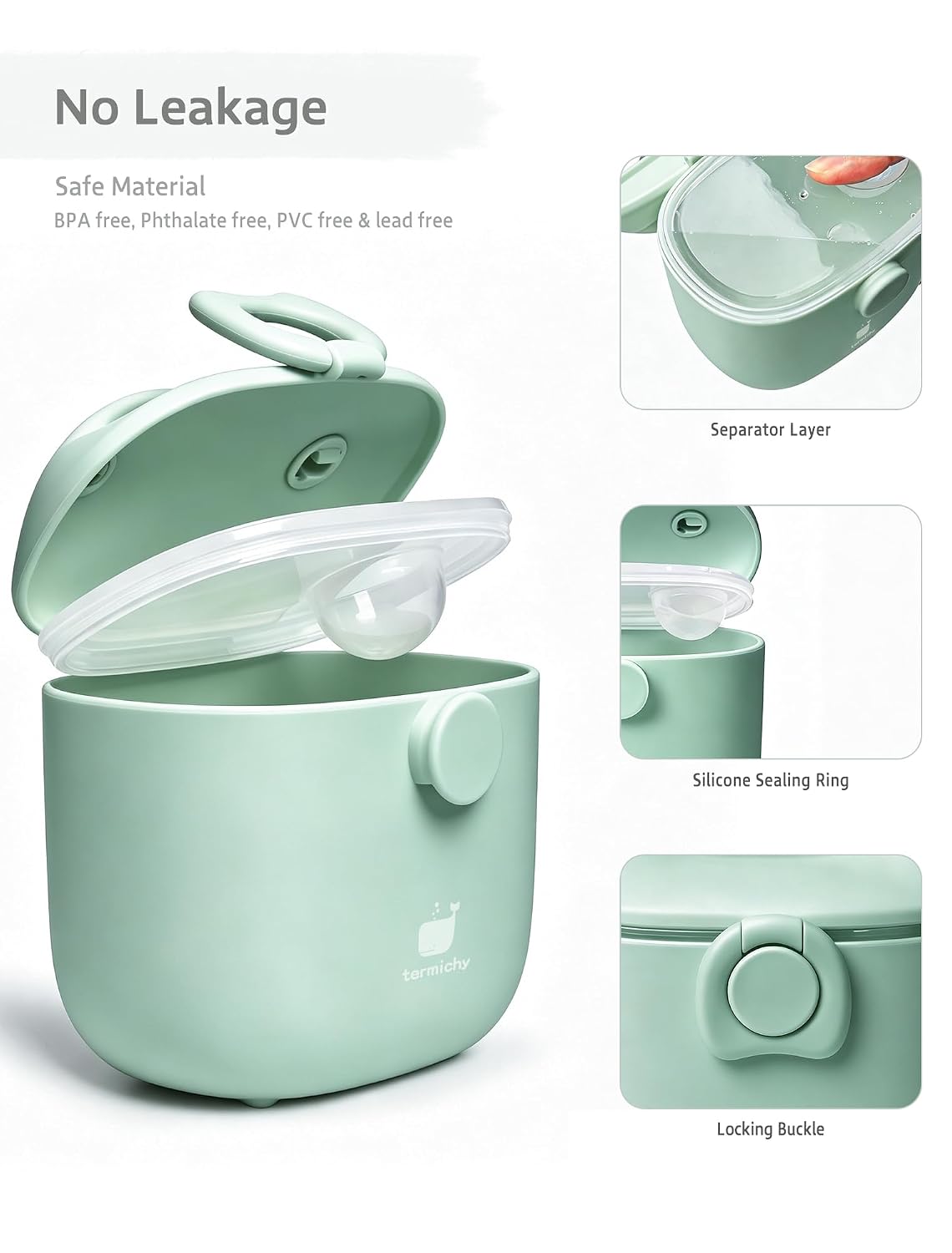 Termichy Baby Formula Dispenser On the Go: Portable Container with Scoop