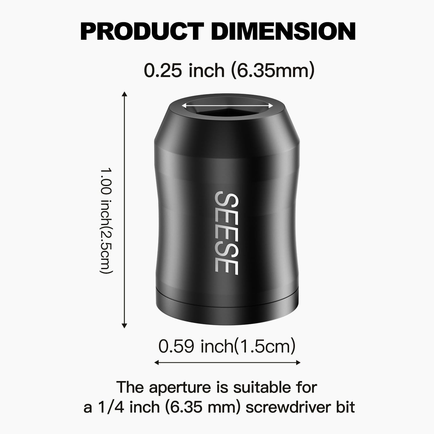 SEESE Strong Magnetic Screw Ring: 1/4 Inch/ 6.35 mm Universal Magnetic Screw Holder - Removable Magnetic Screwdriver Drill Bit Holder for Hex Screwdriver and Power Bits(2 Pcs)