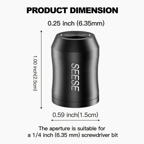 SEESE Strong Magnetic Screw Ring: 1/4 Inch/ 6.35 mm Universal Magnetic Screw Holder - Removable Magnetic Screwdriver Drill Bit Holder for Hex Screwdriver and Power Bits(2 Pcs)