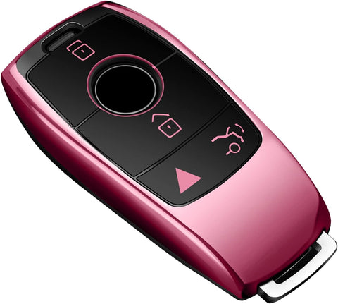 Tukellen for Mercedes Benz Key fob Cover,Special Soft TPU Key Case Protector Compatible with 2021-2026 GLE GLS GLA AMG GT,2019-2023 E-Class A-Class C-Class G-Class CLS 2018-2021 S-Class-Pink