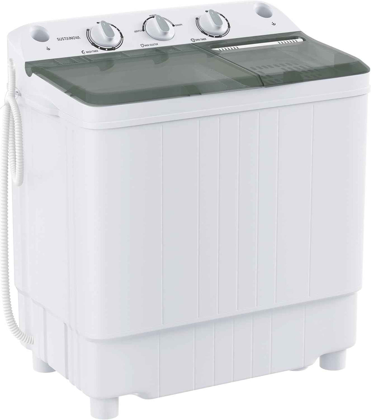 Portable Washing Machine, Twin Tub 9.9 Lbs Capacity, Washer(7.7 Lbs) and Spinner(2.2 Lbs) Combo, Mini Compact Laundry Washer for Home, Apartment, Camping, RVs and Dorms, Black/White