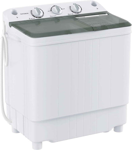 Portable Washing Machine, Twin Tub 9.9 Lbs Capacity, Washer(7.7 Lbs) and Spinner(2.2 Lbs) Combo, Mini Compact Laundry Washer for Home, Apartment, Camping, RVs and Dorms, Black/White