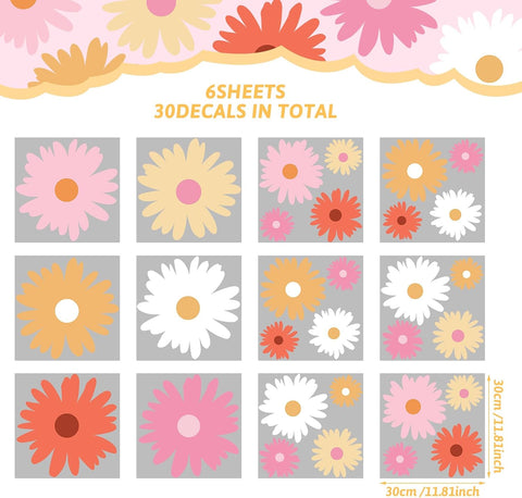 TaoBary 12 Sheet Large Daisy Wall Stickers Decal Flower Wall Sticker