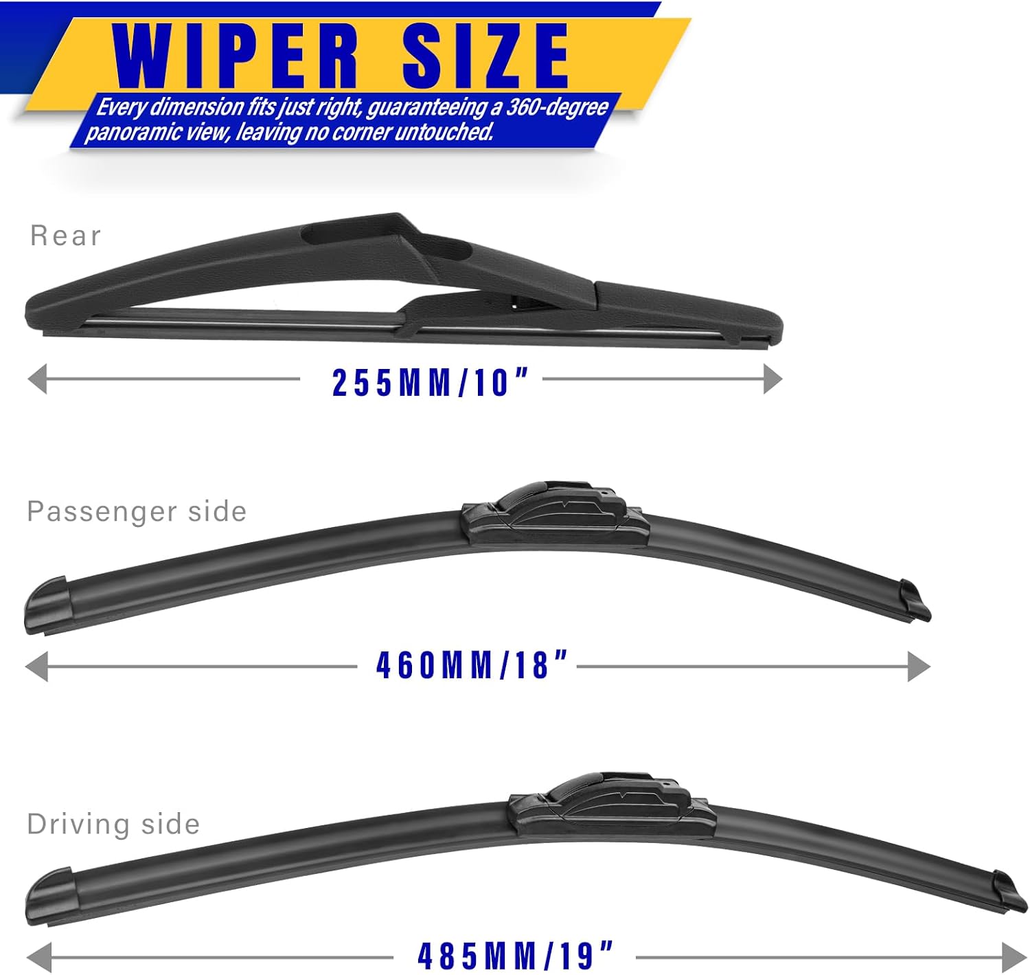 3 Wipers Fits Mini Cooper 2006-11 F55 F56 2014-24 R56 2007-12 Wiper Blades
