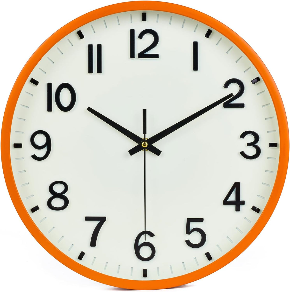 Wall Clock, Modern 8 Inch Small Wall Clocks Battery Operated, Silent Non-Ticking Analog Classic for Office, Home, Bathroom, Kitchen, Bedroom, School(Beige and Orange)