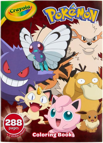 Crayola Giant Pokemon Coloring Book (288 Pages), 2 Sticker Sheets, Coloring Book for Kids & Adults, Travel Activity, Pokemon Gift for Kids, 3+
