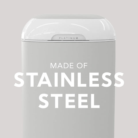 Diaper Genie Platinum Pail (Grey) is Made in Durable Stainless Steel and Includes 1 Easy Roll Refill with 18 Bags that can Last up to 5 Months.