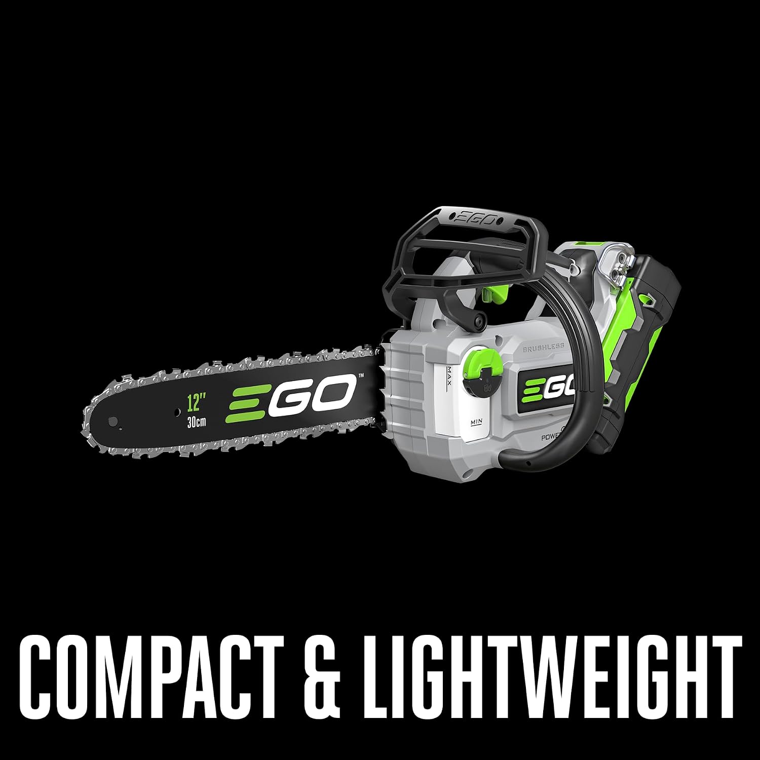 EGO POWER+ Chain Saw, 12" Battery Powered Chainsaw, Electric Cordless, Includes 56V 2.5Ah Battery and Charger - CS1201